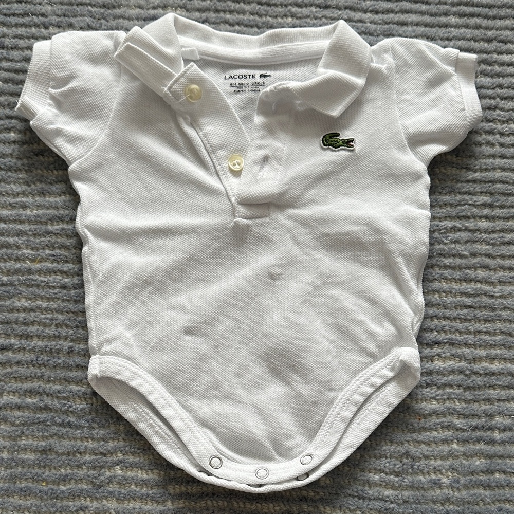Lacoste White Infant Polo Bodysuit